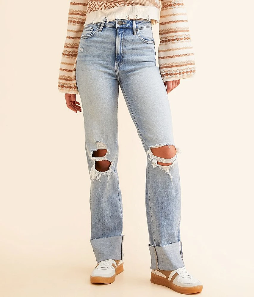 HIDDEN Ella Wide Straight Stretch Cuffed Jean