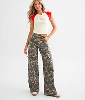 HIDDEN Nori Camo Wide Leg Cargo Stretch Pant