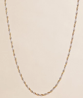 Two Tone Rope Chain 24" Necklace