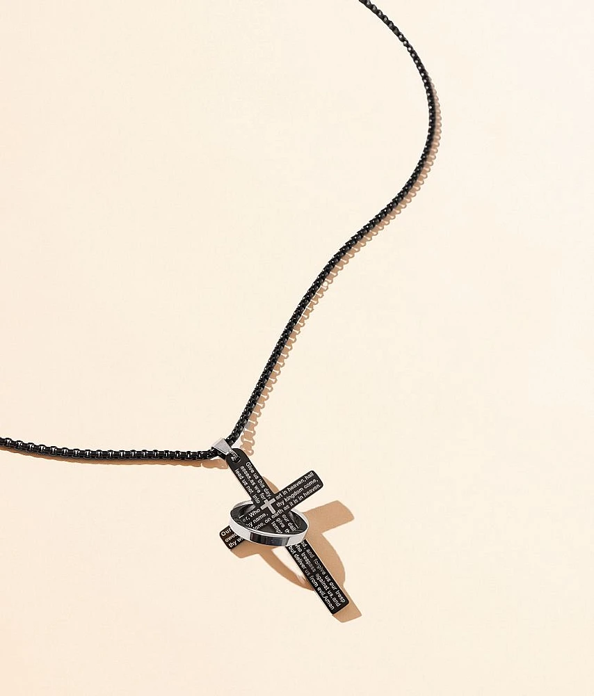 BKE The Lord's Prayer Cross & Ring 24" Necklace