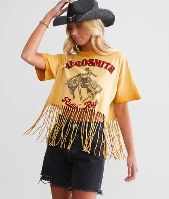 Aerosmith Band Cropped Fringe T-Shirt