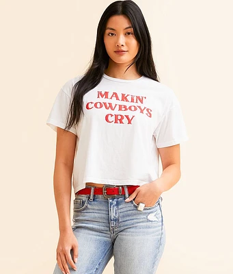 Goodie Two Sleeves Makin' Cowboys Cry Cropped T-Shirt