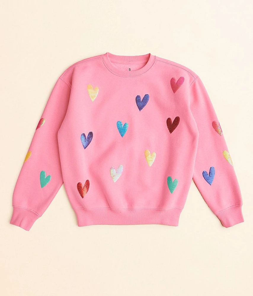 Girls - Goodie Two Sleeves Sequin Heart Pullover