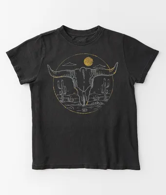 Girls - Goodie Two Sleeves Steer Head Desert T-Shirt