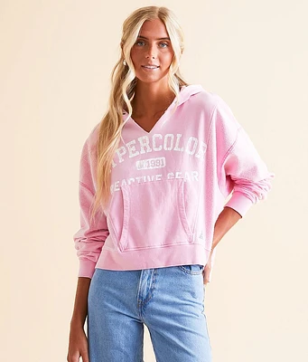 Hypercolor Cropped Reverse Fleece Hooded Sweatshirt