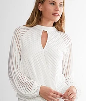 Striped Button Keyhole Top