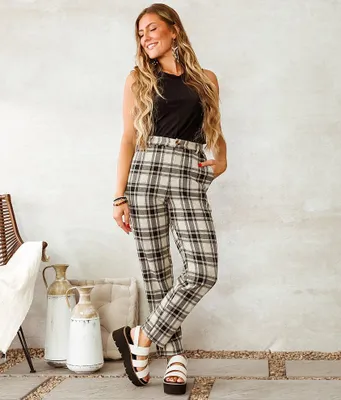 Beige Plaid Trousers  Womens Office Pants  Beige Pants  Lulus