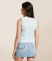Washed Denim Stretch Tank Top