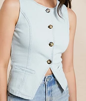 Washed Denim Stretch Tank Top