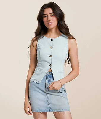 Washed Denim Stretch Tank Top
