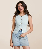 Washed Denim Stretch Tank Top