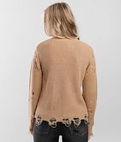 Ribbed Knit Destructed Sweater