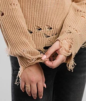 Ribbed Knit Destructed Sweater