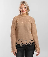 Ribbed Knit Destructed Sweater