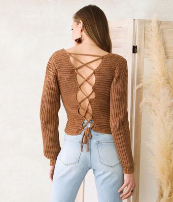 Willow & Root Lace Up Sweater