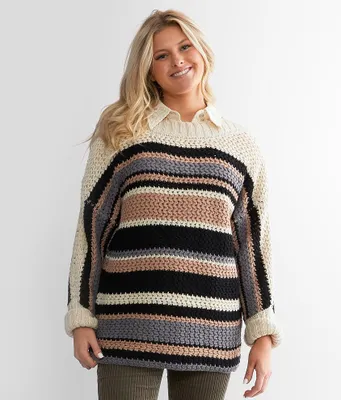 Daytrip Striped Open Weave Sweater