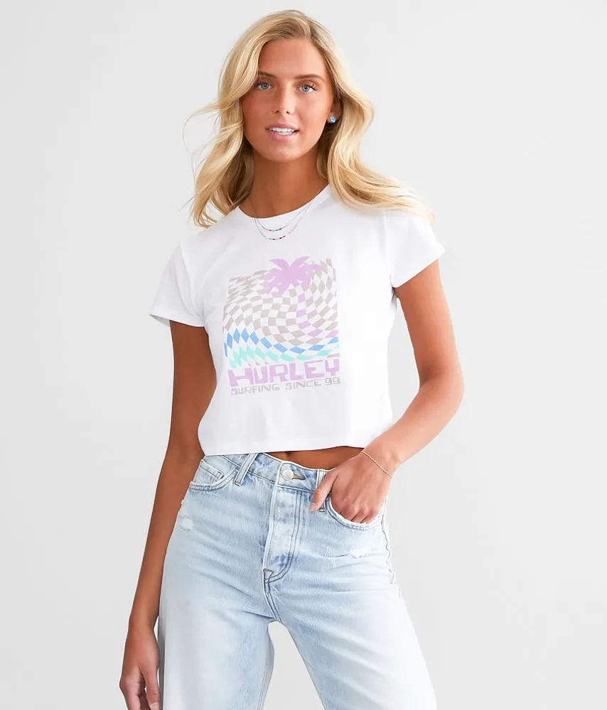 Hurley Checkered Beach Tobi Cropped T-Shirt