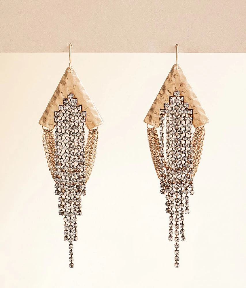 boutique by BKE Rhinestone & Chain Fringe Drop Earring