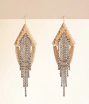 boutique by BKE Rhinestone & Chain Fringe Drop Earring