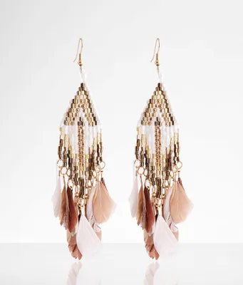 boutique by BKE Feather Fringe Drop Earring