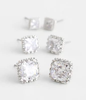 3 Pack Square Earring Set
