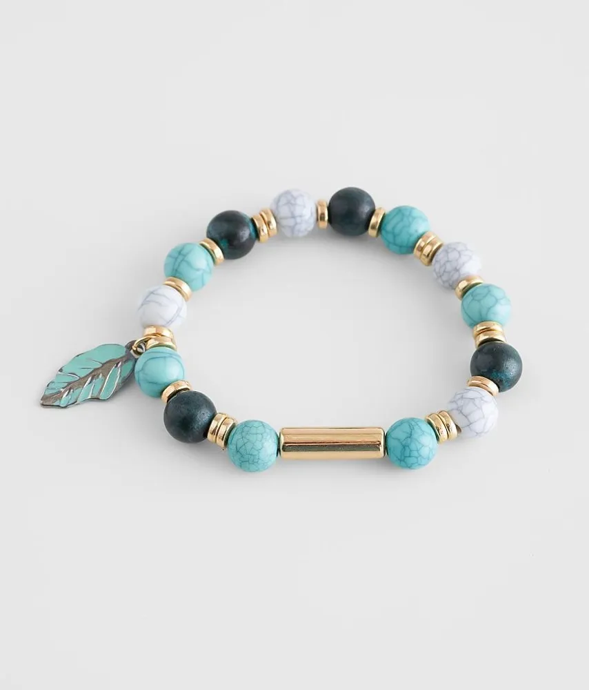 Leaf Pendant Stretch Bracelet