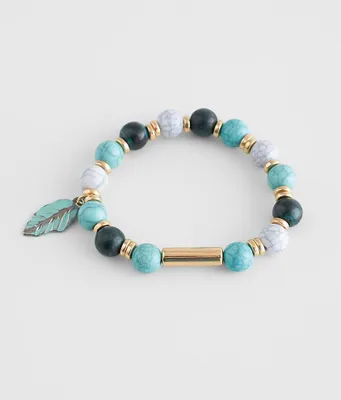 BKE Leaf Pendant Stretch Bracelet