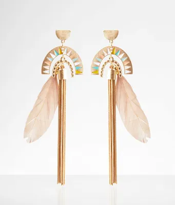 boutique by BKE Feather & Fringe Earring