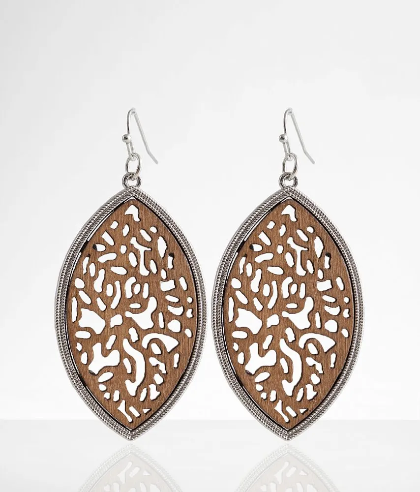 boutique by BKE Wood Cut-Out Drop Earring