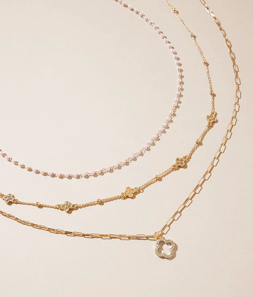 3 Pack Clover Necklace Set