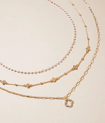 3 Pack Clover Necklace Set