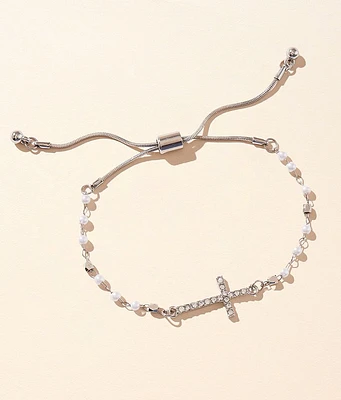 BKE Rhinestone Cross Slider Bracelet