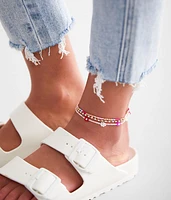 boutique by BKE 3 Pack Floral Anklet Set