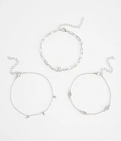 3 Pack Snake Ankle Bracelet Set
