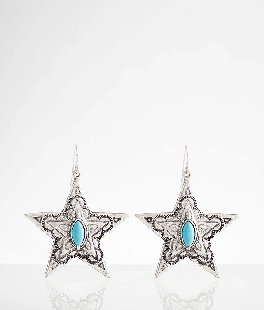 boutique by BKE Turquoise Western Star Drop Earring