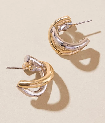Mixed Metal Hoop Earring