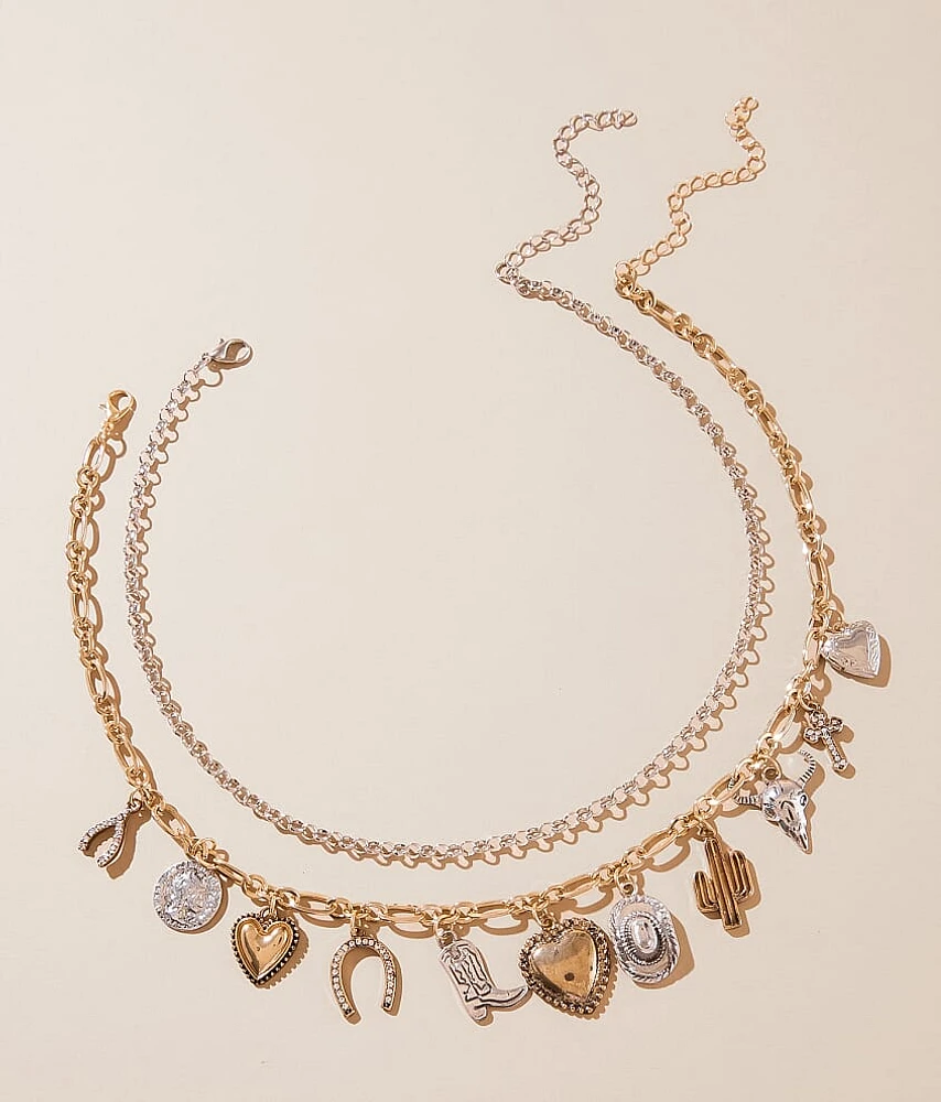 2 Pack Western Charm Necklace Set