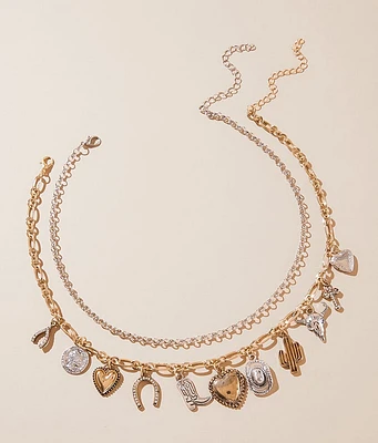 2 Pack Western Charm Necklace Set