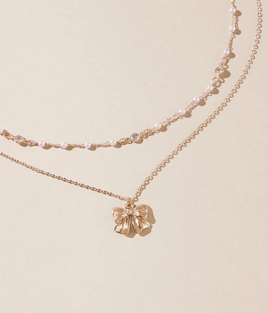 2 Pack Bow Necklace Set