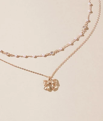 2 Pack Bow Necklace Set