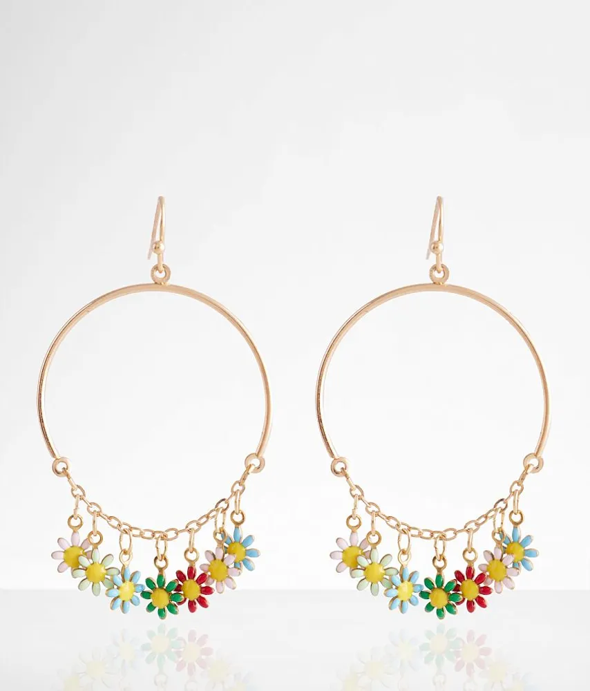 boutique by BKE Flower Hoop Drop Earring