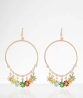 boutique by BKE Flower Hoop Drop Earring