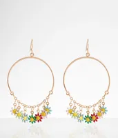 boutique by BKE Flower Hoop Drop Earring