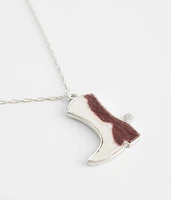 Faux Fur Cowboy Boot Necklace