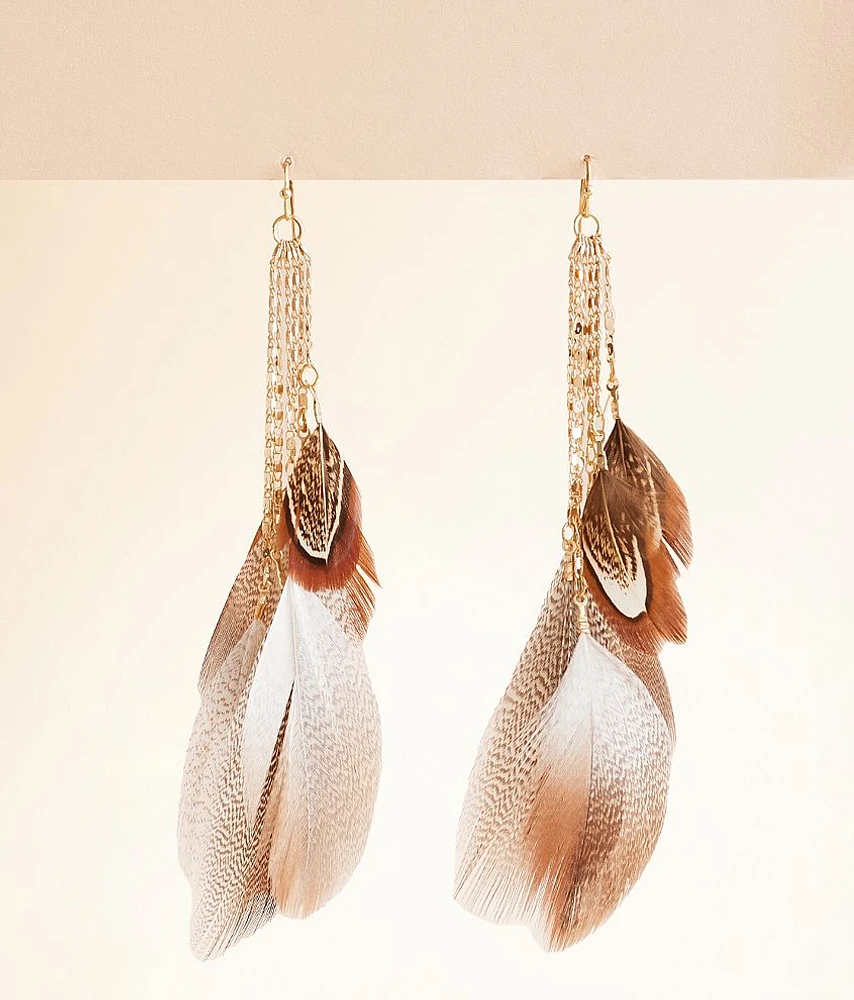 boutique by BKE Feather Fringe Drop Earring