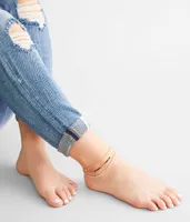 boutique by BKE 3 Pack Beaded Ankle Bracelet Set