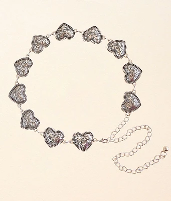 BKE Embossed Heart Chain Belt