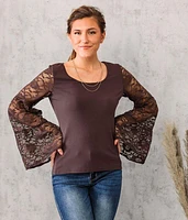 Lace Bell Sleeve Top