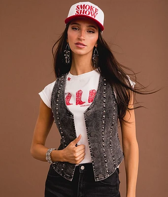 Sterling & Stitch Studded Denim Vest