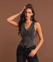 Studded Denim Vest